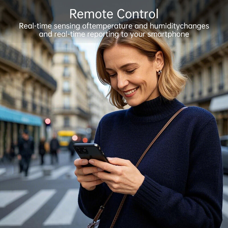 SIXWGH Tuya WiFi Sensor inteligente de temperatura e umidade Alexa/Google Controle de voz Armazenamento de dados de 30 dias Elétrico para automação residencial