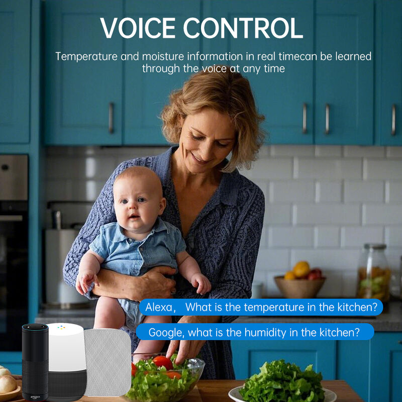 SIXWGH Tuya WiFi Sensor inteligente de temperatura e umidade Alexa/Google Controle de voz Armazenamento de dados de 30 dias Elétrico para automação residencial