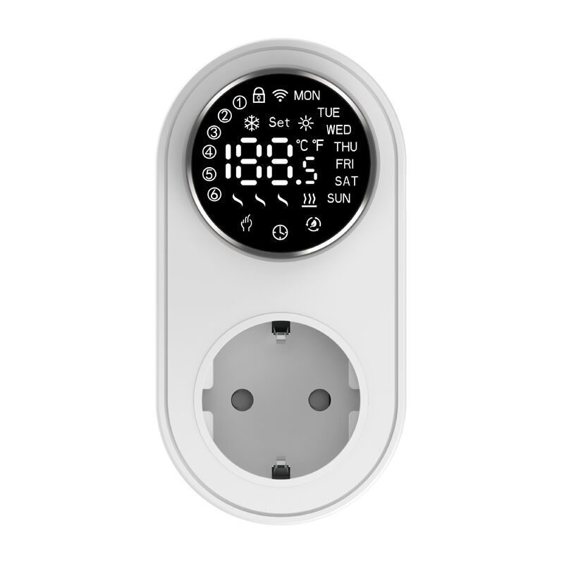 Controlador de temperatura inteligente de modo duplo 16A 100-240V Conectividade Alexa/WiFi Alarme temporário de botão LED para tomada de tomada de energia