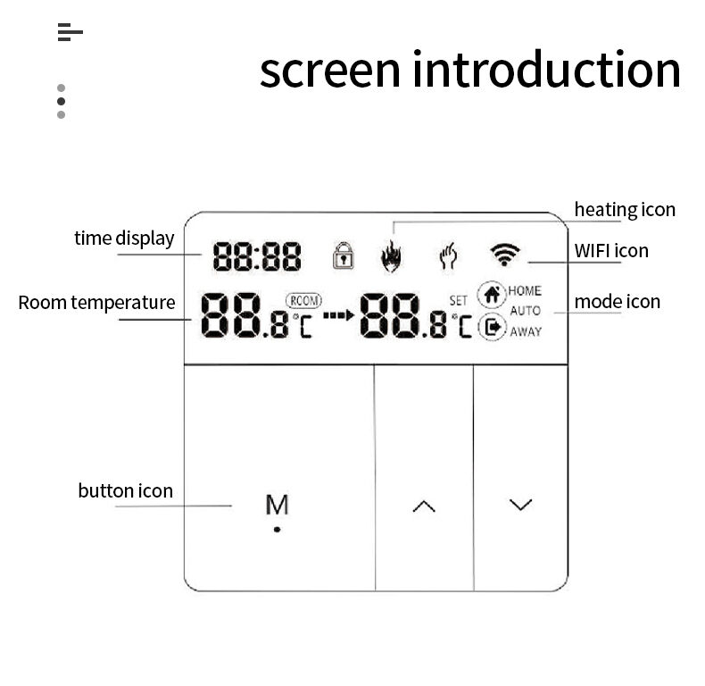 SIXWGH Termostato Wi-Fi Inteligente Tuya App Controle de Voz 16A Carga LCD Controlador de Temperatura Programável para Hotéis com Piso Elétrico