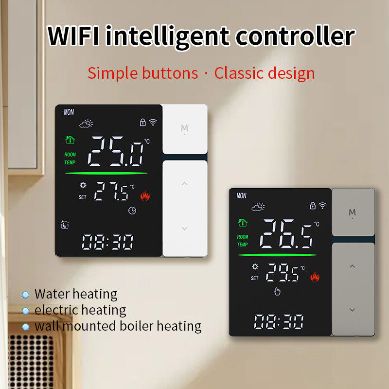 SIXWGH Controlador de termostato WiFi inteligente para aquecimento de água LED Controle de temperatura de tela sensível ao toque piso/muro elétrico Garagem RV