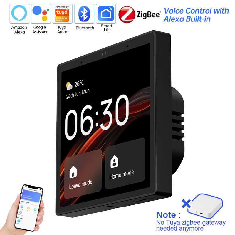 SIXWGH Painel de Controle Inteligente para Casa com Tela Sensível ao Toque de 4 Polegadas, Alexa, Gateway Tuya com Hub Zigbee 3.0 Integrado, Controle por Voz, Montado na Parede, AIoT