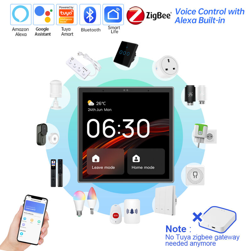 SIXWGH Painel de Controle Inteligente para Casa com Tela Sensível ao Toque de 4 Polegadas, Alexa, Gateway Tuya com Hub Zigbee 3.0 Integrado, Controle por Voz, Montado na Parede, AIoT