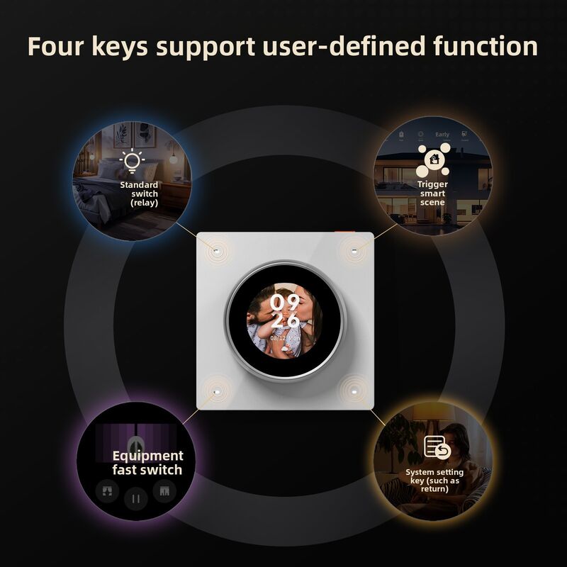 Painel de Controle Inteligente SIXWGH com Botão Giratório e Tela Sensível ao Toque Funciona com o Aplicativo Tuya Smart Life para Controle de Cena HVAC Automação Residencial EUA/UE