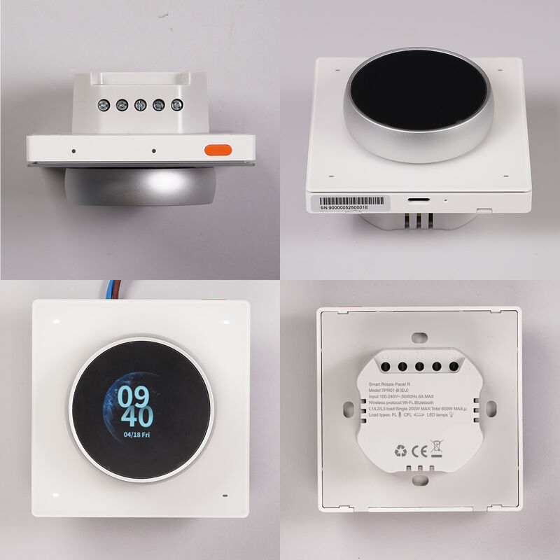 Painel de Controle Inteligente SIXWGH com Botão Giratório e Tela Sensível ao Toque Funciona com o Aplicativo Tuya Smart Life para Controle de Cena HVAC Automação Residencial EUA/UE