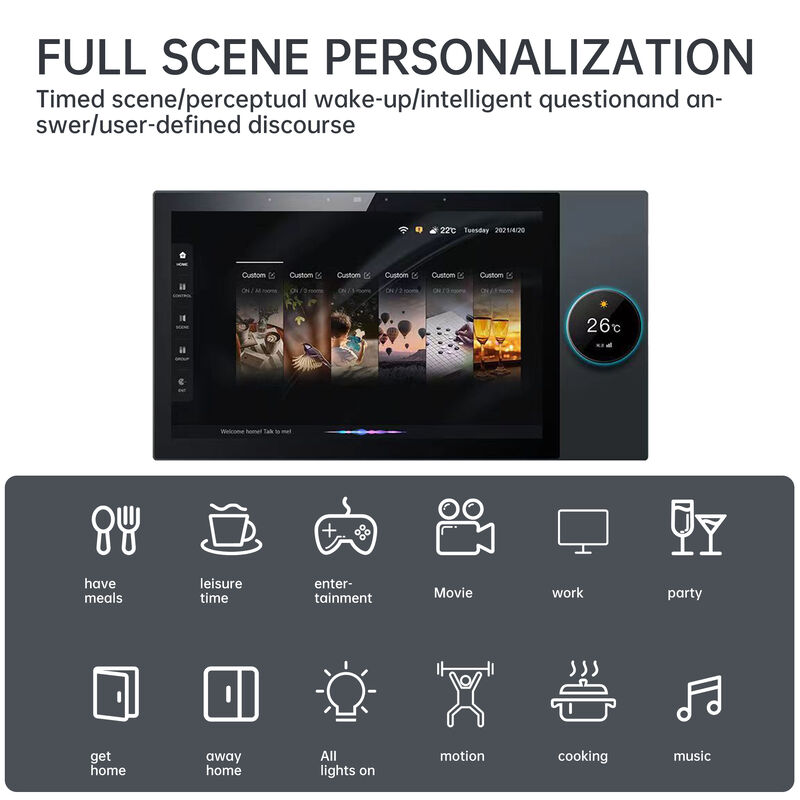 SIXWGH Luxury Upgrade Painel de controle de 10 polegadas Tuya WiFi Zigbee Gateway App Voz Música de fundo Multi-Scenário Bar