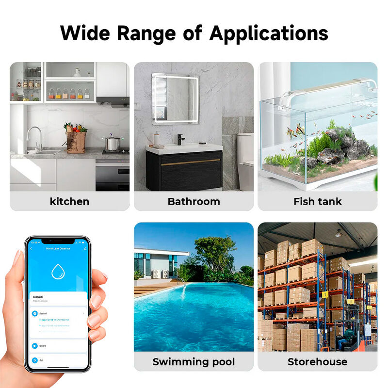 Smart WiFi/ZigBee Water Leak Sensor, Tuya App Remote Control, Real-time Alarm, Water Level & Leakage Detector for Home, Kitchen, Bathroom, Works with Alexa/Google