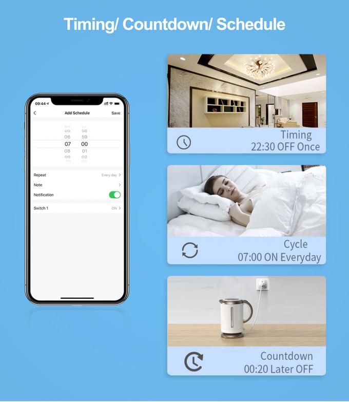 Tuya Alexa Timer Smart Switch 10A Relay Module Função Remote Smart Switch suporte Google Alexa controle de voz fácil de instalar 7