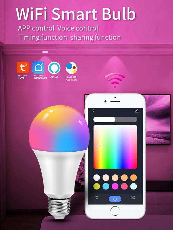 Luz do diodo emissor de luz do controle da voz do bulbo do diodo emissor de luz da C.A. 100V 240V Smart WiFi 0